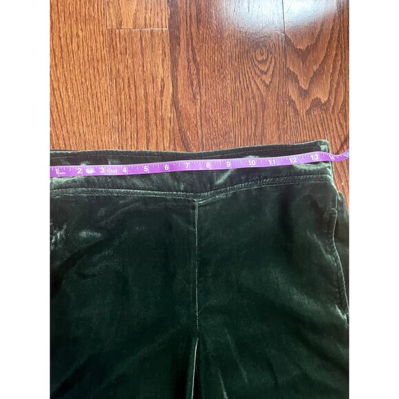 Madewell Huston Green Festive Velvet Pull on Wide Leg Crop Pants - S - Picture 6 of 9